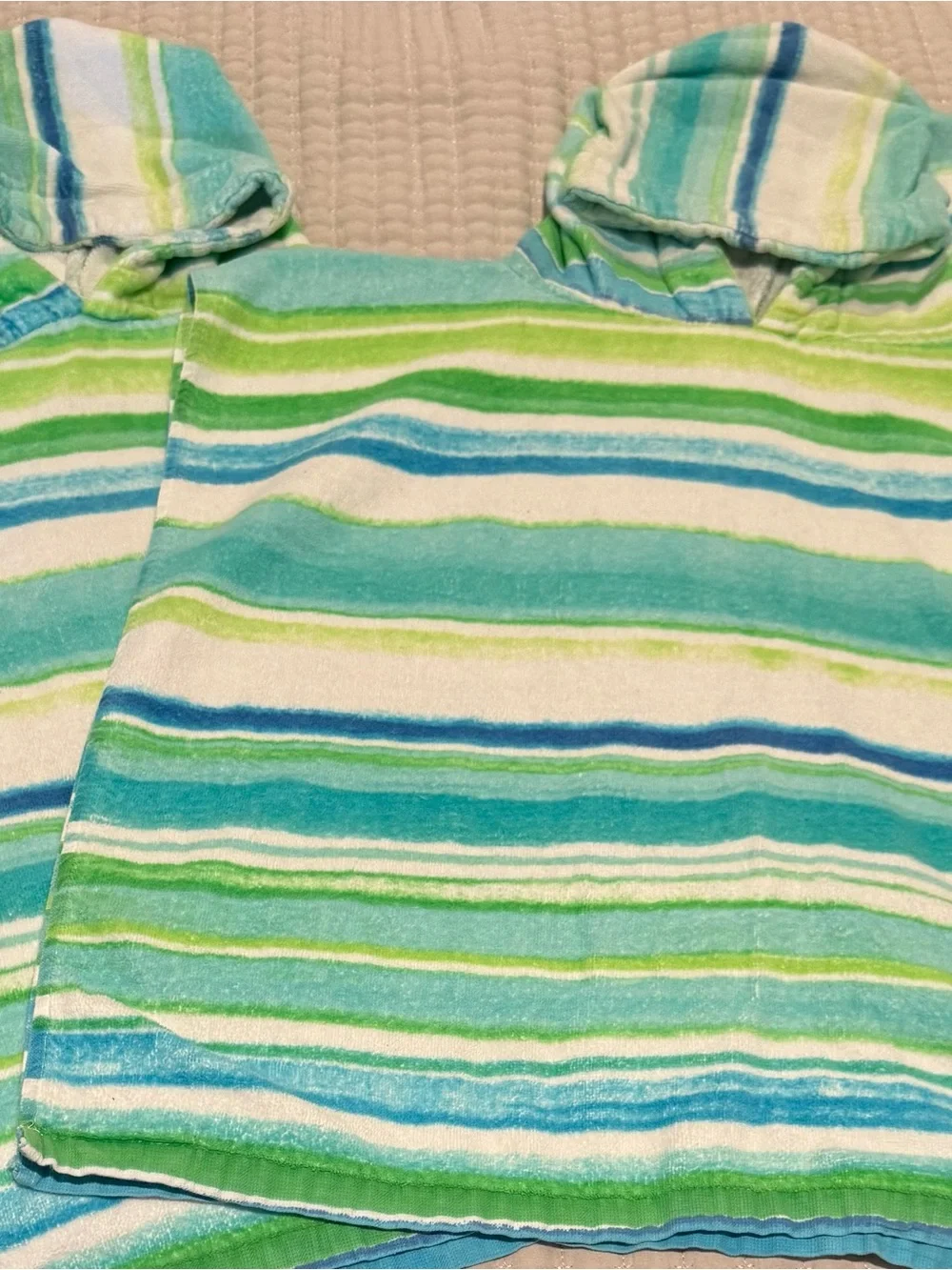 Tommy Bahama Kids Hooded Poncho (2) - Blue, Green & White Stripes